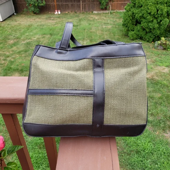 VINTAGE Bag LIZ CLAIBORNE Olive Green Roomy Vegan - Picture 6 of 13